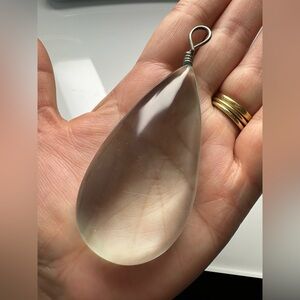 Vintage Huge Teardrop Clear Glass Pendant